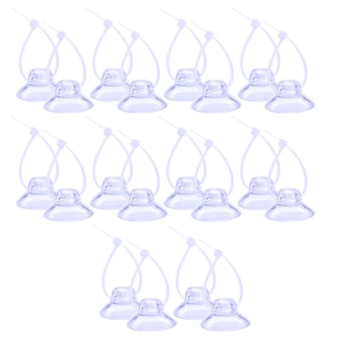 20PCS Aquarium Suction Cups with 20PCS Adjustable Cable Ties for Plants, Planter, Binding Moss Shrimp Nest, Fish Tank Suction Cups