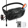 KastKing BaitSpace Waist Bag – Waterproof Tackle Storage Bag With Adjustable Belt, Fishing Fanny Pack for Men, Soft Bait Organizer, 3600 Utility Box, Rod Holder, Nylon - color: Black Camo