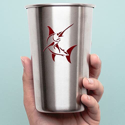2 Pcs - Decal Stickers of Stylized Marlin Fish (Burgundy) Premium Waterproof Vinyl Decal Stickers for Laptop Phone Accessory Helmet Car Window Mug Tuber Cup Door Wall Decoration ANDSKUS512501RE070722 - color: Burgundy, size: 3.8'' x 4.4''