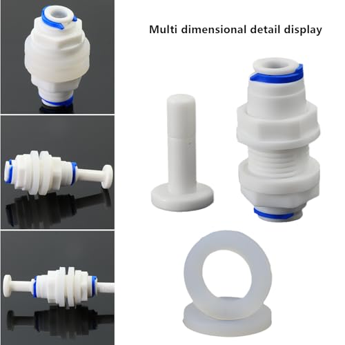 1/4" Push-Fit Bulkhead Fitting for RO Water Systems, 3 Pcs | Plastic quick-connect bulkhead fitting for reverse osmosis filters, water purifiers & filtration systems. Panel mount adapter - style: 1/4" Panel Mount Adapter