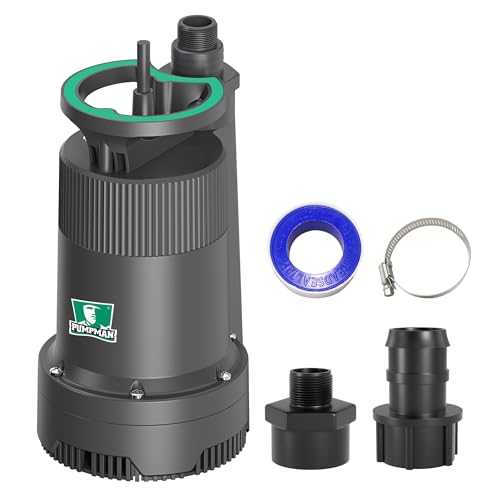 PUMPMAN 1/4HP Portable Water Pump, 2110GPH Submersible Utility Pump with 3/4” Garden Hose Check Valve Adapter Electric Sump Pump, 120V, Removal for Pool Draining Basement Hot Tubs Garden - style: 1/4HP 2110GPH