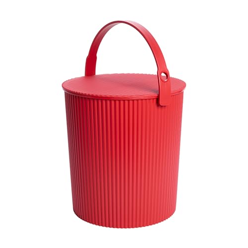 Hachiman Extra Large Bucket - 5.3 Gallon Heavy Duty Bucket with Lid and Handle - Hands-Free Filling - Easy to Stack and Store - Indoor Outdoor Use - 13.3" x 13" - Red - color: Red, size: Extra Large