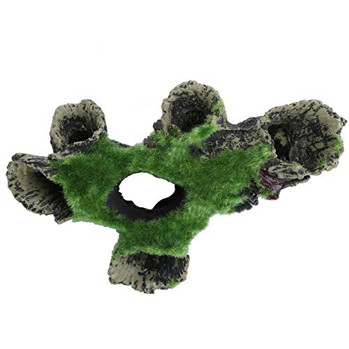 Aquarium Decor Fish Ornament, Artificial Dead Wood Cave Shelter, Natural Design Fish Shelter for & Shrimp, 15x9x6.5cm