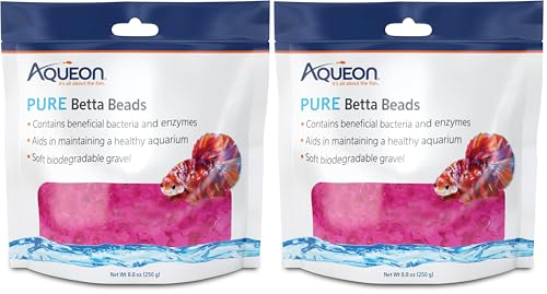 Aqueon Pure Betta Beads, Water Care for Unfiltered Aquariums, Maintains Clear Water and Helps Breakdown Organic Sludge, Pink (Pack of 2) - color: Pink, size: One Pouch (Pack of 2)