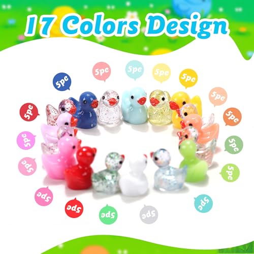 85 Pcs Mini Ducks Tiny Resin Ducks Glitter Little Animals Figurines Bulk for Micro Landscape Aquarium Ornaments Kit Dollhouse Decor Crafts Garden Accessories - color: Ducks, size: 85 Pcs