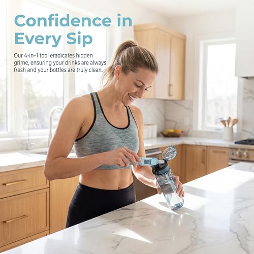 VIDONIO 4 in 1 Cup Lid Gap Cleaning Brush, Multifunctional Insulation Bottle Cleaning Tools, Mutipurpose Tiny Silicone Cup Holder Cleaner, Home Kitchen Cleaning Tools - style: 1Pc Light Blue