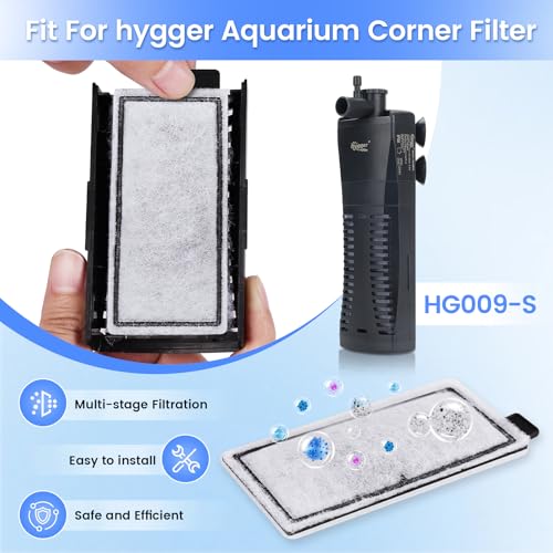 hygger HG009 Aquarium Filter Replacement Carbon Filter Cartridges 4 Pcs with Triangle Filter Sponge 3 Pcs (S) - size: S