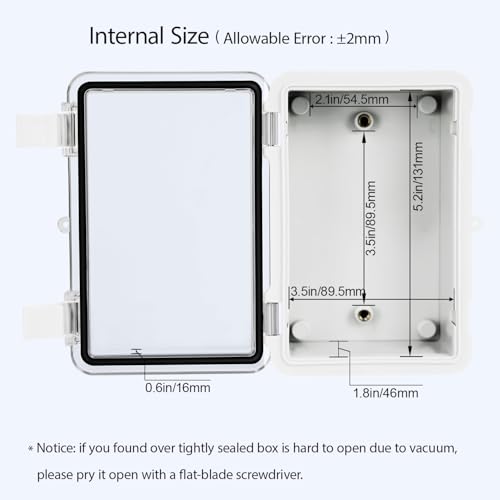 ABS Plastic Dustproof Waterproof IP65 Junction Box Hinged Shell Universal Electrical Project Enclosure Gray, with PC Transparent Clear Cover 5.9 x 3.9 x 2.8inch(150 x100 x70mm) - size: 5.9" x 3.9" x 2.8" (1pc)