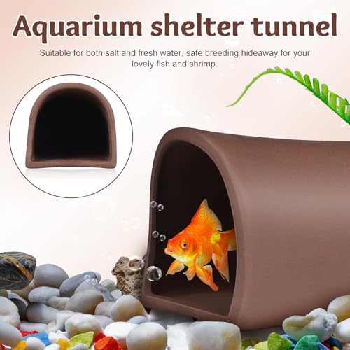 KESYOO Large Ceramic Fish Tank Tunnel Shelter for Shrimp and Bottom Fish - Reusable Aquarium Decoration - Safe Hideout for Aquatic Habitat and Pet Breeding