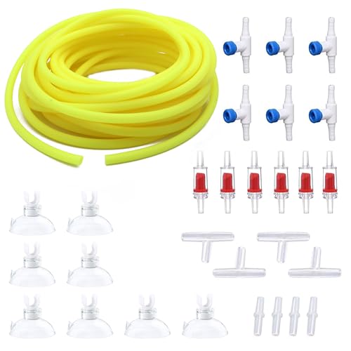Premium 50FT 3/16inch Air Hose for Aquarium with Connector,Check Valve, Control Valve Accessories (Yellow, 50 ft.) - color: Yellow, size: 50 ft.