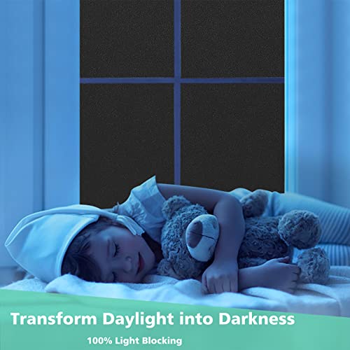 Volcanics Blackout Window Film with Installation Tools, Privacy Frosted Sun Blocking Black Window Cover Room Darkening Window Tint for Home Static Cling 100% Light Blocking 17.5 x 78.7 Inches - color: Frosted Black, size: 17.5" X 78.7"