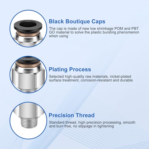 12 Pcs Push to Connect Fittings 3/8 Inch Tube OD x 1/8 Inch NPT Thread Pneumatic Male Straight and Elbow Quick Connect Air line fittings - size: 3/8"OD x 1/8"NPT