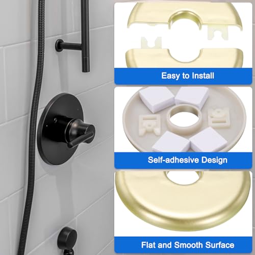 uxcell 4pcs Wall Split Flange 80mm / 3.1" OD Escutcheon Plate ABS Round Self-Adhesive Plumbing Cover Plates for 22mm / 0.9" Dia Water Pipe Faucet Decoration Accessories, Gold - color: Gold, size: 22mm