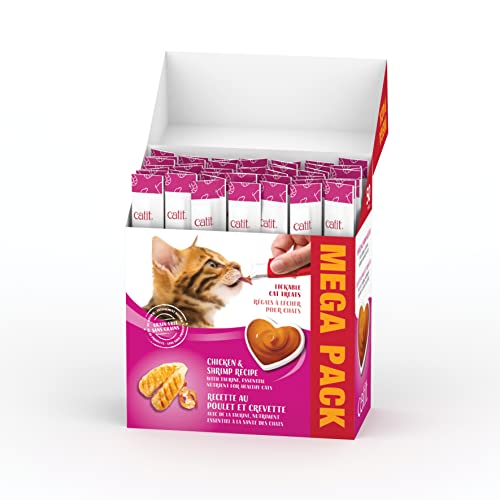 Catit Creamy Lickable Cat Treat, Healthy Cat Treat, Chicken & Shrimp, 50 Pack, 0.5 Ounce (Pack of 50) - size: 0.5 Fl Oz (Pack of 50)