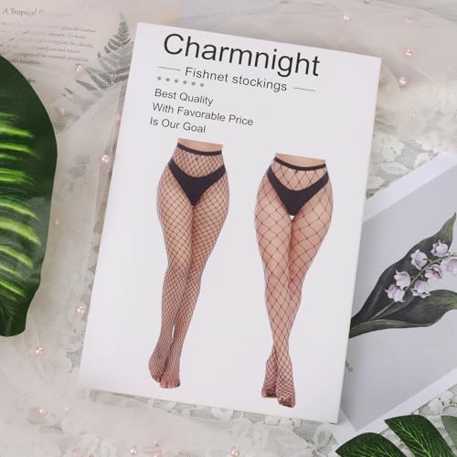 Charmnight Womens High Waist Tights Fishnet Stockings Thigh High Pantyhose - color: Black-g5