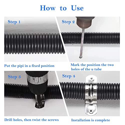 AKIHISA Pipe Clamps, 10 Pcs U Tube Strap Clamp, 304 Stainless Steel 2 Hole Pipe Bracket, ID 2Inch(50mm) - size: 2 Inch, style: 10Pcs