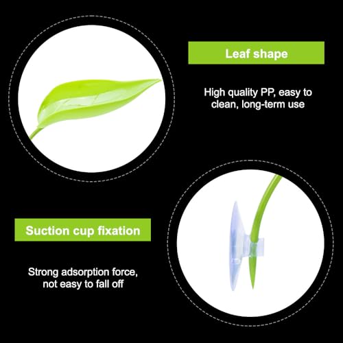 MiOYOOW 3PCS Betta Leaf Hammocks, Suction Cups Leaf Decorations for Terrarium, Reptile, Small Fish Sleeping Resting Hiding Playing Breeding