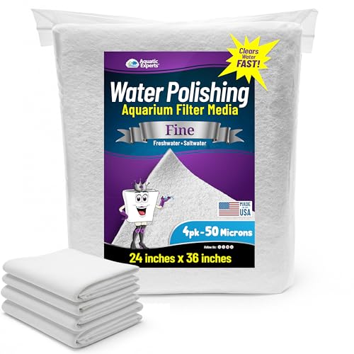 Aquatic Experts Aquarium Polishing Filter Pad, Water Polishing Pad for Aquarium Filters, Filter Floss for Fish Tank Filters, (50 Micron, 24" x 36" - 4 Pack) - size: 24" x 36" - 4 pack