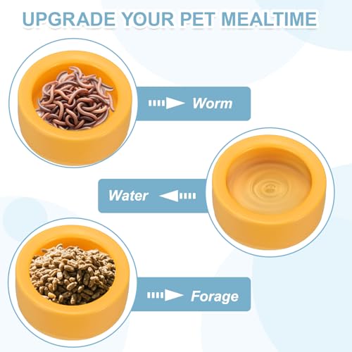 Reptile Food Bowl, Worm Water Dish Ceramic Pet Bowl Food Dish Anti Escape Feeder Small (2 in, Clay), Intended for Gecko/Scaled Pet/Amphibians/Spiders/Small Mammals