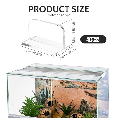 4 Pcs Transparent Aquarium Lid Handles with Adhesive, Acrylic Fish Tank Cover Handles, Transparent Fish Tank Lid Handle, Adhesive Tank Lid Replacement, Easy to Install for Aquarium Fish Tank Lid