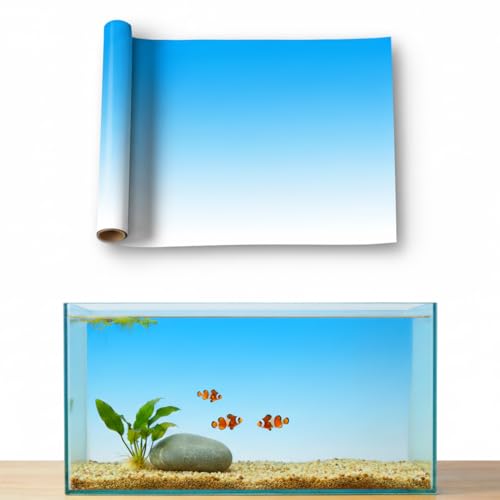 Aquarium Background - Static Cling Fish Tank Sticker - White Blue Gradient | Easy Install for Glass Tanks, No Residue, Reusable 80 x 40 cm / (32 x 16 inches) - color: White Blue, size: 32 x 16 inches