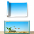Aquarium Background - Static Cling Fish Tank Sticker - White Blue Gradient | Easy Install for Glass Tanks, No Residue, Reusable 75 x 50 cm / (30 x 20 inches) - color: White Blue, size: 30 x 20 inches