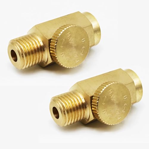 2pcs Brass In-Line Air Flow Regulator Adjustable 1/4" NPT Male & Female Air Inlet Volume Control Tool Valve