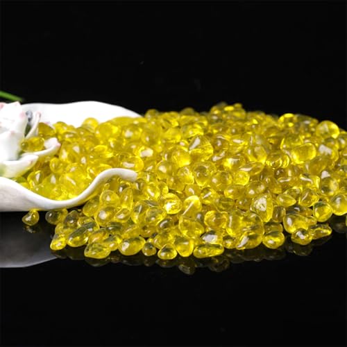 Glass Stones, 1Lb/460g Irregular Sea Glass Pebbles Non-Toxic Artificial Gemstones for Vase Filler/Terrarium Flowerpot Aquarium Turtle Tank Decoration/Handcraft Making, Yellow - color: Yellow
