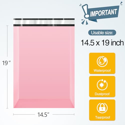 Famagic Poly Mailers, 100pc 14.5x19 Inch Shipping Bags, Large Chic Packaging Bags for Small Business, Tearproof Mailing Envelopes for Clothing Supplies, Boutique, Self Seal Mailers Bags Light Pink - color: Light Pink, size: 14.5x19