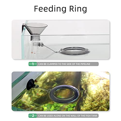 UPETTOOLS Shrimp Feeding Dish Set, Aquarium Fish Feeder Tube Kit Clear Durable Shrimp Feeding Tube with Feeding Ring, Cleaning Brush for Fish Tank