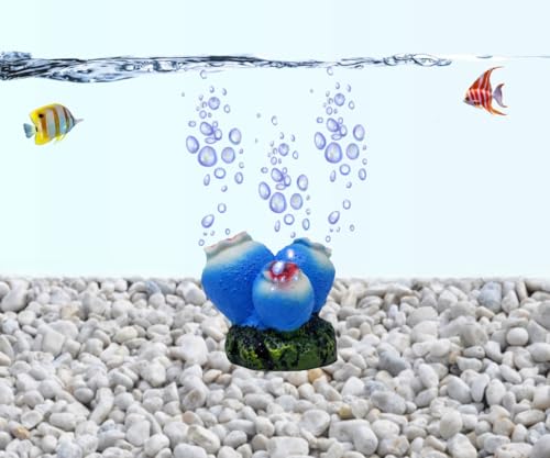 Aquarium Coral Flower Air Bubbler with Air Bubble Stone, Realistic Fish Tank Coral Flower Decor for Increase Oxygen, Cute Air Bubble Maker for Small Big Fish Tank Betta Aquarium (Blue Coral) - color: Blue Coral