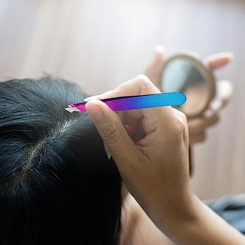 Honoson 3 Pieces Eyebrow Tweezers Stainless Steel Pointed Tip Pointed Hair Removal Tweezers Precision Splinter Plucking and Ingrown Hair Removal (Gradient)
