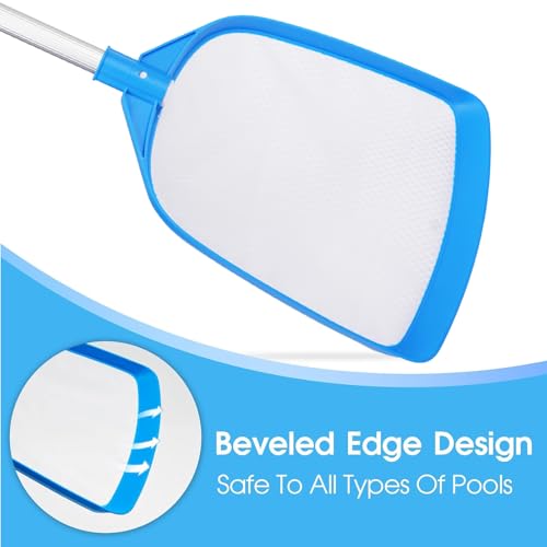 TidyMister Pool Leaf Skimmer Net Ultra Fine Mesh with Aluminum Poles 5 Sections 6 Feet Swimming Pool Cleaning Net Leaf Catcher for Above Ground Pools Inground Pools - size: 12inch with 6ft pole