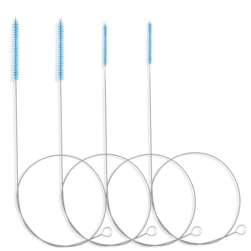 25 Inches Flexible Tube Brush, Extra Long Straw Brush, Pipe Cleaner Brush for Cleaning Straw, Feeding Tube, Siphon Hose, Drain Clog, 4PCS (Blue) - color: Blue