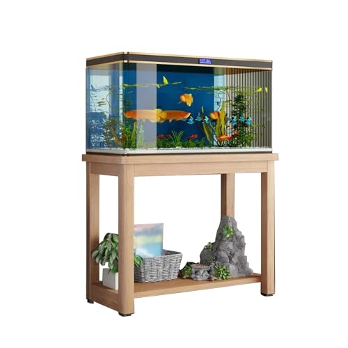 Fish Tank Stand,Oak Wood Fish Stand, 2-Tier Reptile Display Rack, Heavy-Duty Storage Cabinet for Turtles, Home Decor Table, Versatile Room Organizer, Durable Fish Tank Holder - color: A, size: 60x30cm(23 5/8"x11 3/4")