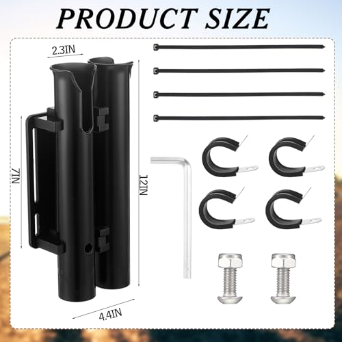 Seenelling Bicycle Fishing Rod Holder, 2 Tube Rod Rack, Black ABS Plastic, Surface Mount, Holds 2 Rods, 2.4 Inch Diameter, 12 Inch Height