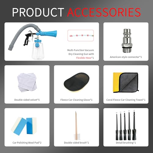 3IN1 Car Interior Detailing Air Blow Gun with Adjustable Air Flow Nozzle, Quickly Blasts Dirt, Car Detailing Kit, Works with Air Compressor (Upgrade Rotate Tube) PU Tube - color: PU Tube