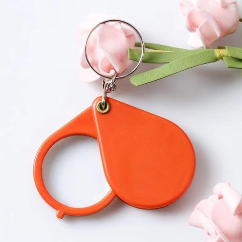 10X Magnifying Glass, Keychain Magnifier, Orange, Portable, for Small Objects and Visual Impairment