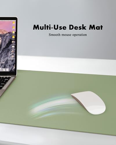 YSAGi Double-Sided Desk Pad, 23.6"x13.7"Leather Desk Mat, Eco Cork Desk Pad Protector,Large Mouse Pad,Waterproof Desk Blotter for Office/Home(Bamboo Green) - color: Bamboo Green, size: 23.6" x 13.7"