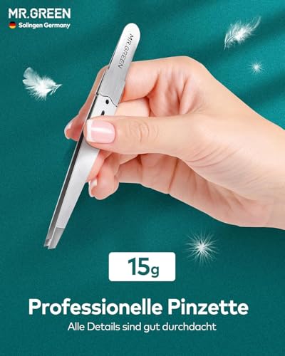 MR.GREEN Tweezers,Professional Precision Eyebrow Tweezers for Women and Men, Tweezers for Facial Hair Women, Stainless Steel Slanted Hair Removal Tweezers, Eyebrow Plucker, Ingrown hair tweezers - color: Sliver