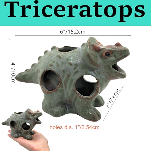 M2cbridge Aquarium Ceramic Cave Rock for Betta Shrimp Cichlid Fish Hideout Decor (Small Dinosaur 2pcs) - color: Small Dinosaur 2pcs