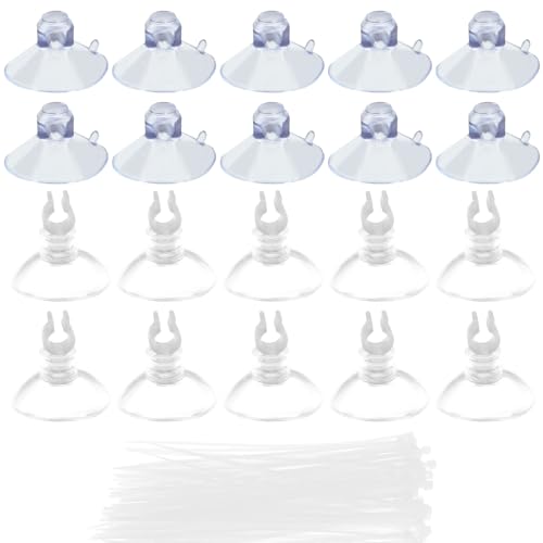 20 Pack 25mm Suction Cups and 0.2” Clips, Transparent Aquarium Suction Cups 100 Pcs Adjustable Zip Ties, Utility Sucker Pad for Fish Tank Decoration/Moss Shrimp Nest - style: Suction Cups*10，Clips*10