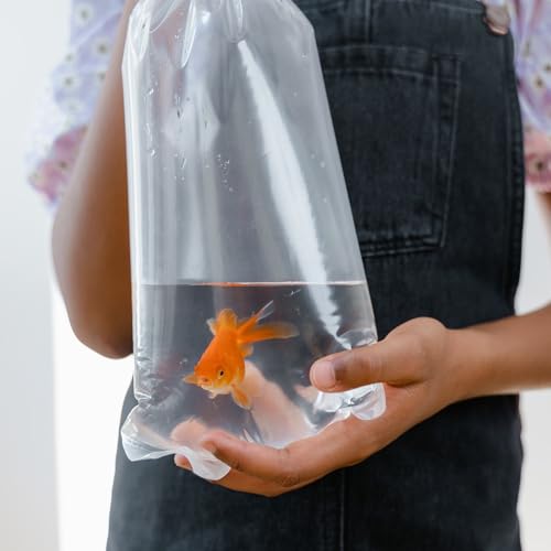 50pcs Live Fish Transport Bags 20x35x12cm Leak-proof Aquarium Shipping Pouches with Flat Bottom and Carry Handle for Aquatic and Seafood Packaging