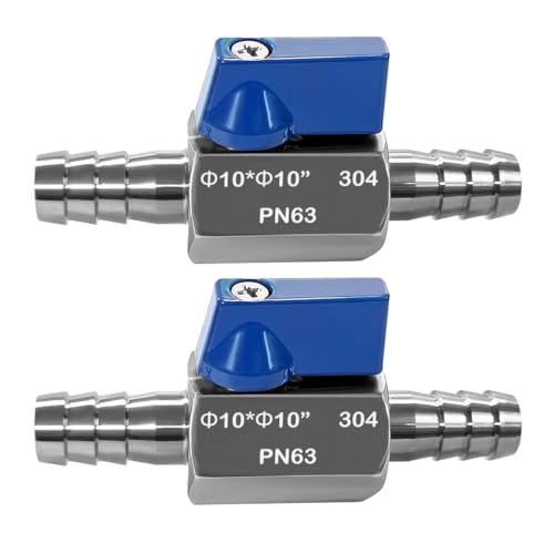 Beduan 2PCS 3/8” Barb Ball Valve 304 Stainless Steel Mini Shut Off Valve for 3/8 ID Hose Water Gas Fuel Drip Irrigation and Aquariums - size: 3/8" Hose Barb