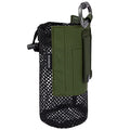 BASSDASH Tactical Molle Water Bottle Pouch with Carabiner Foldable Mesh Holder Bag for Travel Fishing Hunting Hiking Outdoor Activities - color: Army Green with Molle Straps