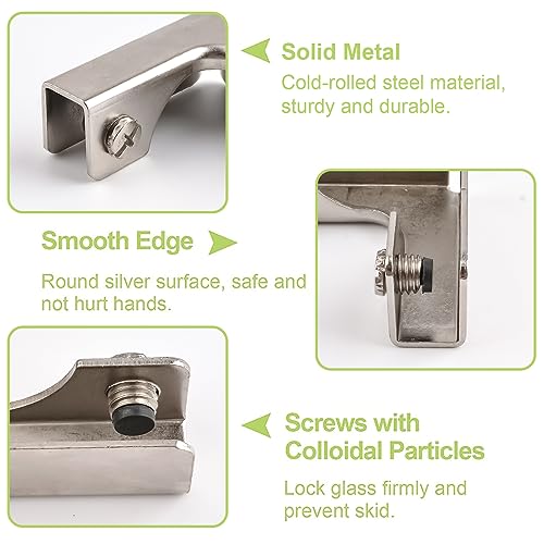 4Pcs Cold-Rolled Steel Glass Clamp 2 Way Glass Connectors Rimless Clip Holder for Fixing or DIY Fish Tank, Wind Guard, Display Cabinet, for 6-10mm Thickness - color: Cold-rolled Steel,for 6-10mm, size: 4 Pieces