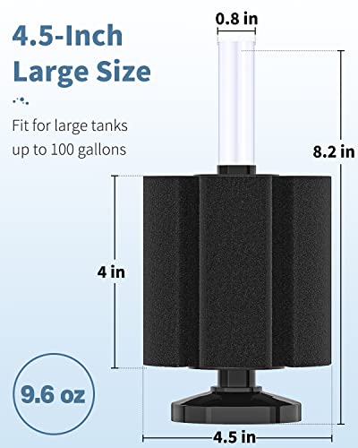 Pawfly Aquarium Bio Sponge Filter Quiet Betta Fry Shrimp and Small Fish Foam Filter for Fish Tanks up to 100 Gallons