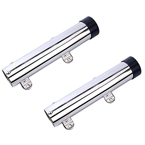 Amarine Made 2Pcs Boat Fishing Rod Holder, Stainless Steel Fishing Pole Holder, Side / Transom Mounted Rod Holders with Weld Brackets, Suitable for Kayak - 7643sh1