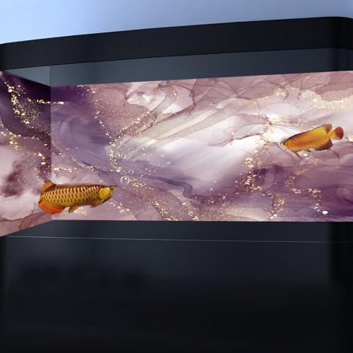 Purple Marble Aquarium Background, Art Abstract Pink Gold Line Marble Terrarium Background, Coloful Marble Glass Terrarium Background 48X18IN with 8 EVA Double-Sided Tape - color: Marble03, size: 48X18in/120X45cm