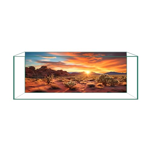 Aquarium Background & Terrarium Background – Ultra HD Static Cling, Tape-Free, Desert Sunset Design for Reptile Tank Decorations, Perfect for Bearded Dragon and Leopard Gecko Tanks 19.6 X 59 Inches - size: 19.6 X 59 Inches